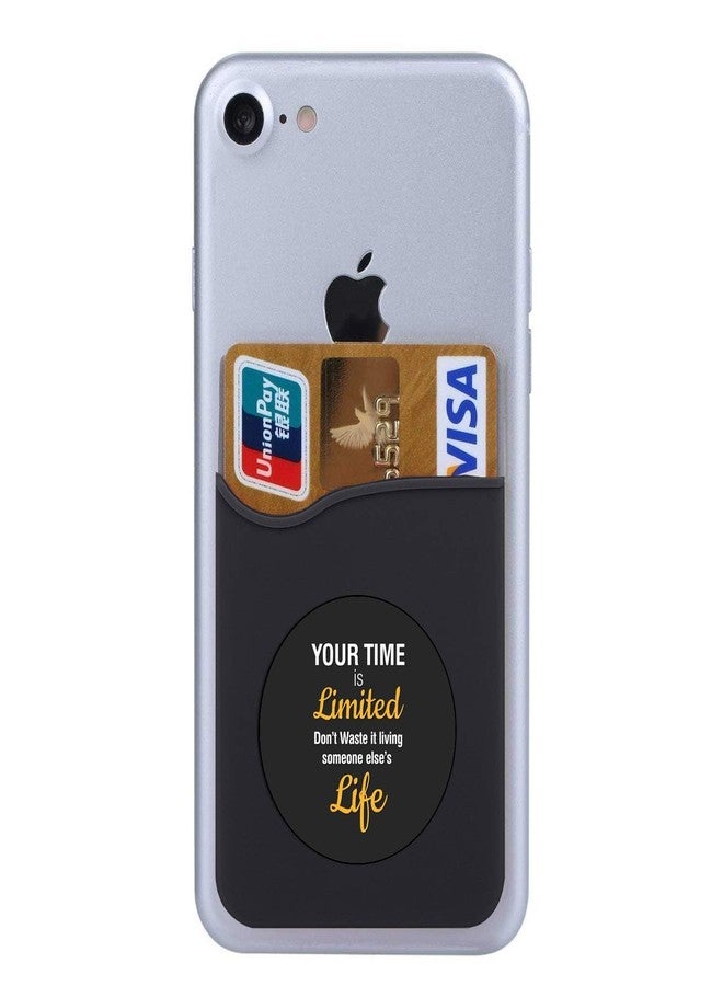 Plan To Gift Set of 3 Cell Phone Card Wallet, Silicone Phone Card Id Cash Wallet with 3M Adhesive Stick-on Time is Limited Printed Designer Mobile Wallet for Your Phone & Tablet - Image 3